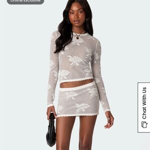 Edikted Saga Embroidered Sheer Knit Set
